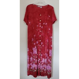 M Vintage 90's Pink Floral Button Down Empire Waist Dress